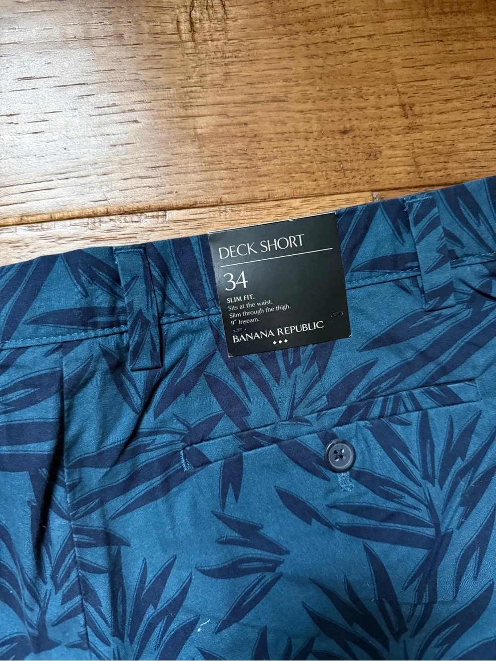 Banana Republic Teal Blue Leaf-Print Shorts